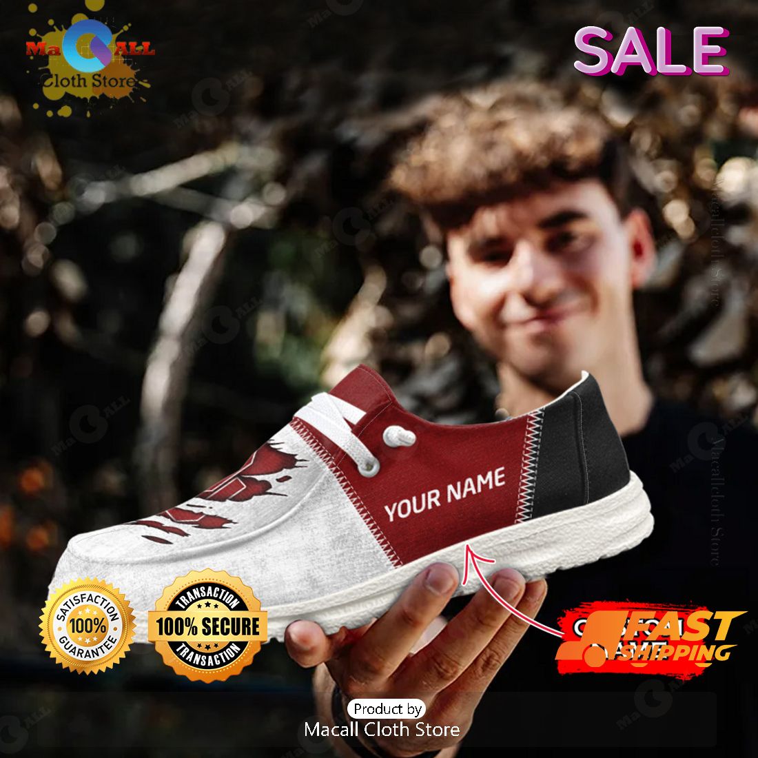[BEST] NCAA Oklahoma Sooners Custom Name Hey Dude Shoes Luxury Brand
