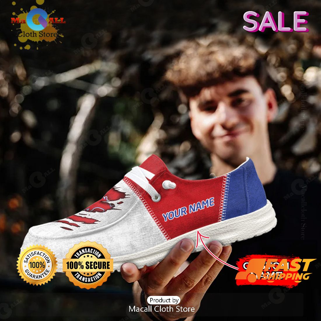 [BEST] NCAA SMU Mustangs Custom Name Hey Dude Shoes