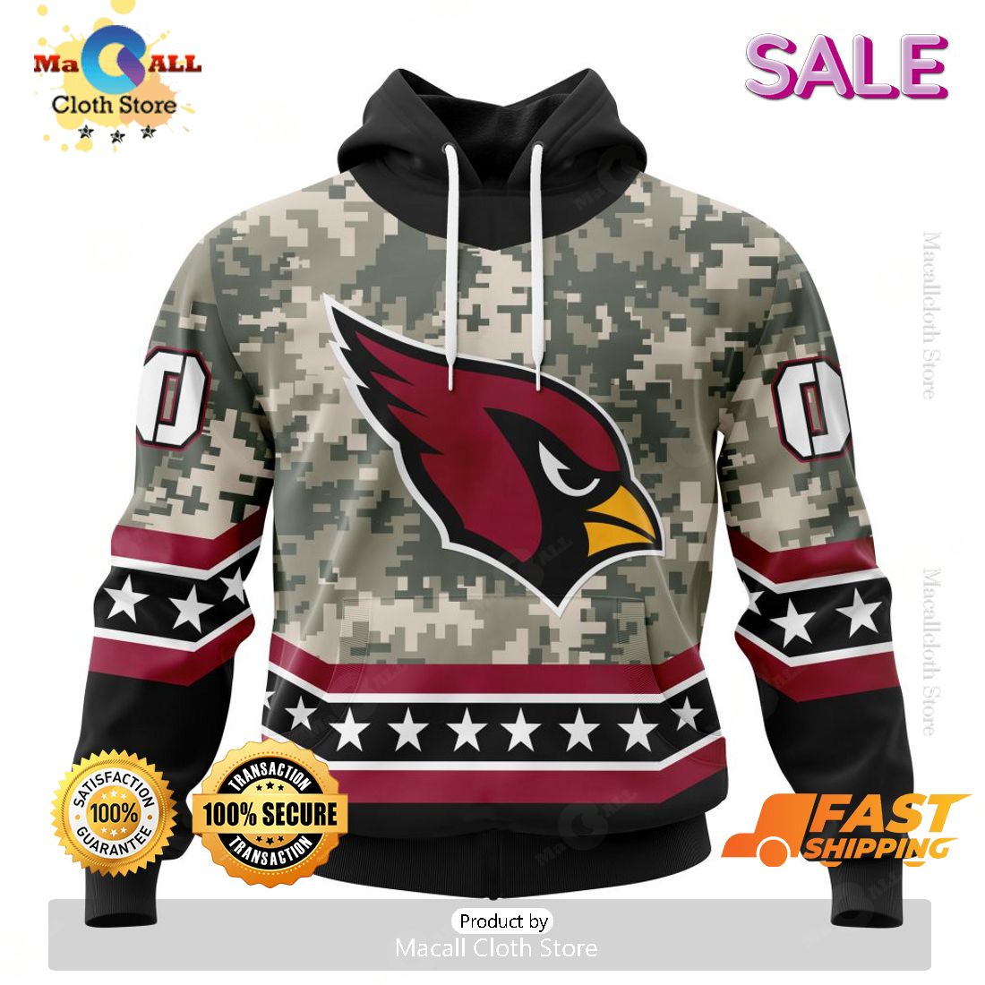 SALE Personalized NFL Arizona Cardinals Camo Design For Veterans Day Hoodie Sweatshirt 3D SALE Personalized NFL Arizona Cardinals Camo Design For Veterans Day Hoodie Sweatshirt 3D