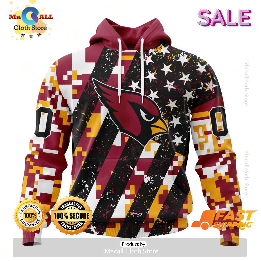 SALE Personalized NFL Arizona Cardinals New Camo Design For Veterans Day Hoodie Sweatshirt 3D SALE Personalized NFL Arizona Cardinals New Camo Design For Veterans Day Hoodie Sweatshirt 3D