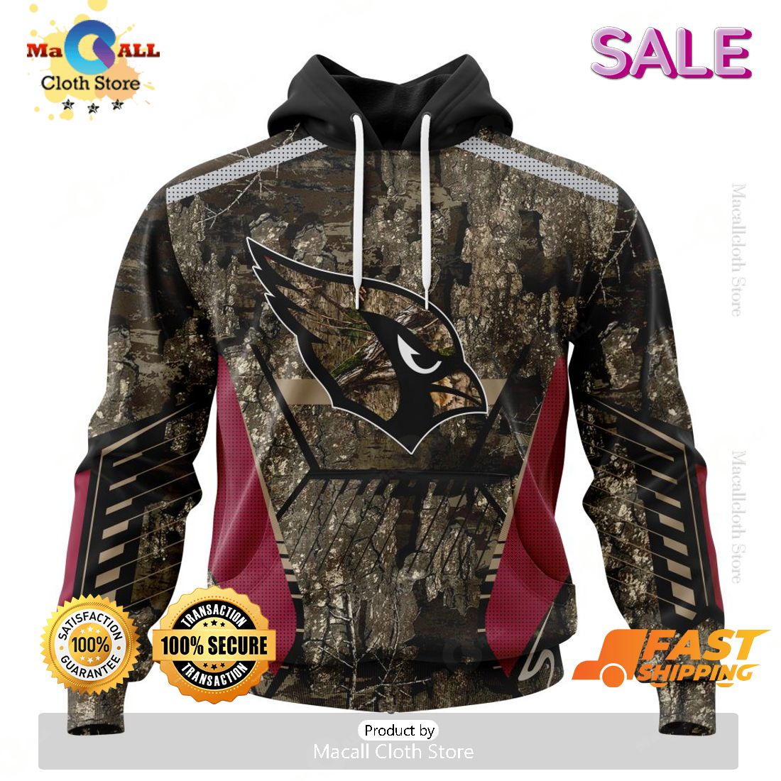 SALE Personalized NFL Arizona Cardinals New Camo Hunting Design Hoodie Sweatshirt 3D SALE Personalized NFL Arizona Cardinals New Camo Hunting Design Hoodie Sweatshirt 3D
