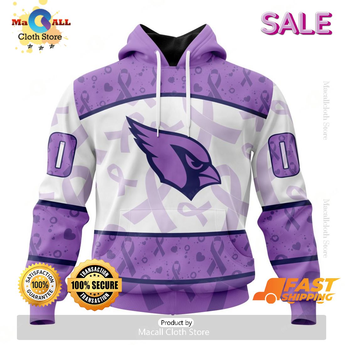 SALE Personalized NFL Arizona Cardinals Special Lavender - Fight Cancer Hoodie Sweatshirt 3D SALE Personalized NFL Arizona Cardinals Special Lavender - Fight Cancer Hoodie Sweatshirt 3D