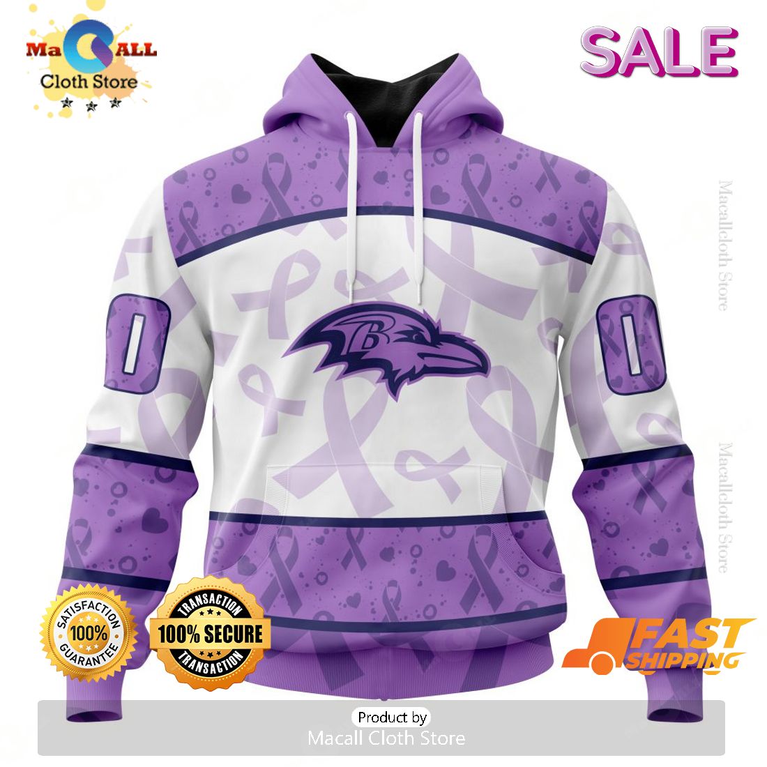 SALE Personalized NFL Baltimore Ravens Special Lavender – Fight Cancer Hoodie Sweatshirt 3D