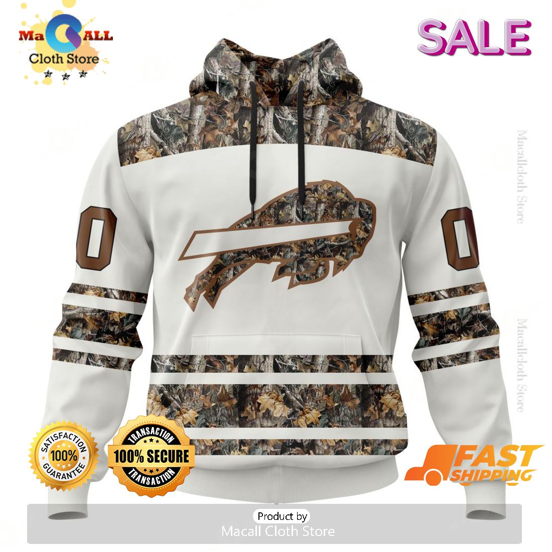 SALE Personalized NFL Buffalo Bills Special Camo Hunting Design Hoodie Sweatshirt 3D