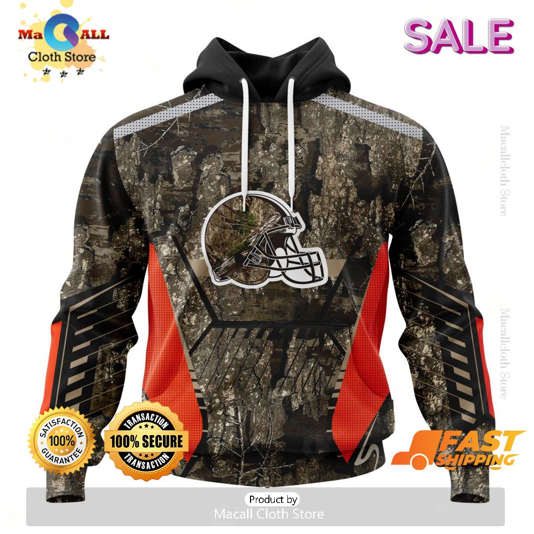 SALE Personalized NFL Cleveland Browns New Camo Hunting Design Hoodie Sweatshirt 3D SALE Personalized NFL Cleveland Browns New Camo Hunting Design Hoodie Sweatshirt 3D