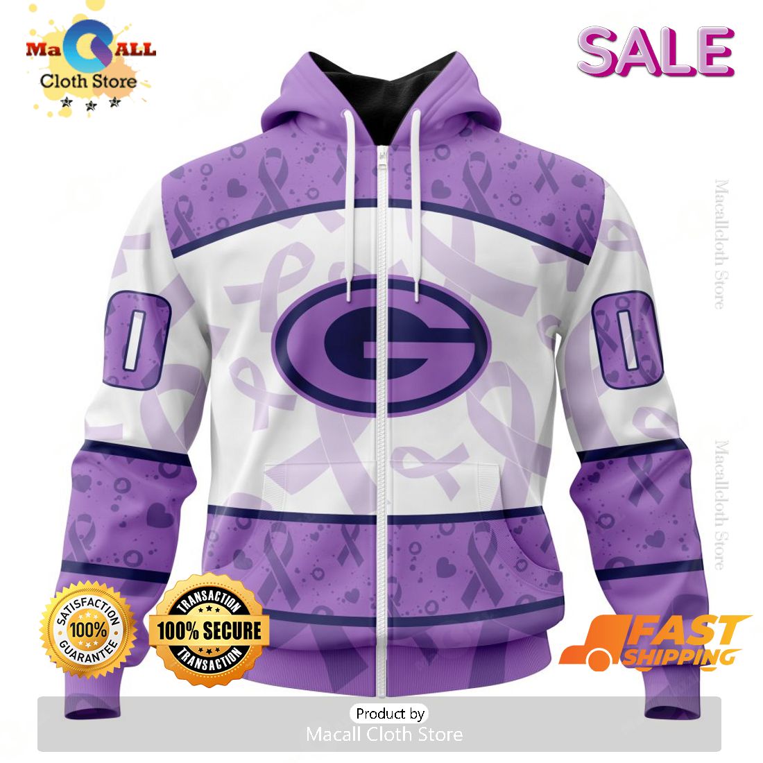 SALE Personalized NFL Green Bay Packers Special Lavender – Fight Cancer Hoodie Sweatshirt 3D