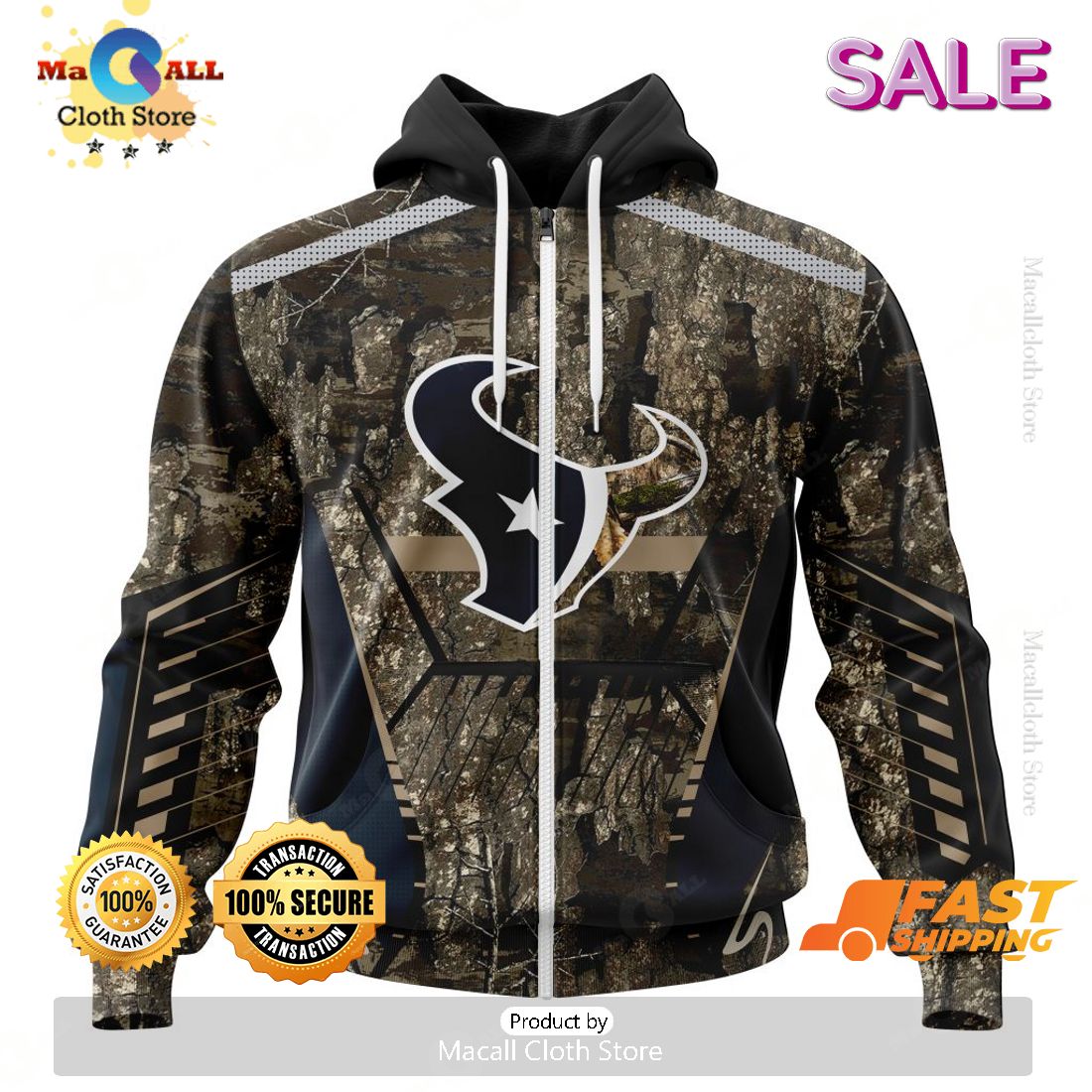 SALE Personalized NFL Houston Texans New Camo Hunting Design Hoodie Sweatshirt 3D