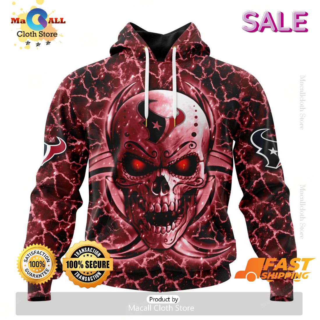 SALE Personalized NFL Houston Texans New Skull Art Design Hoodie Sweatshirt 3D SALE Personalized NFL Houston Texans New Skull Art Design Hoodie Sweatshirt 3D