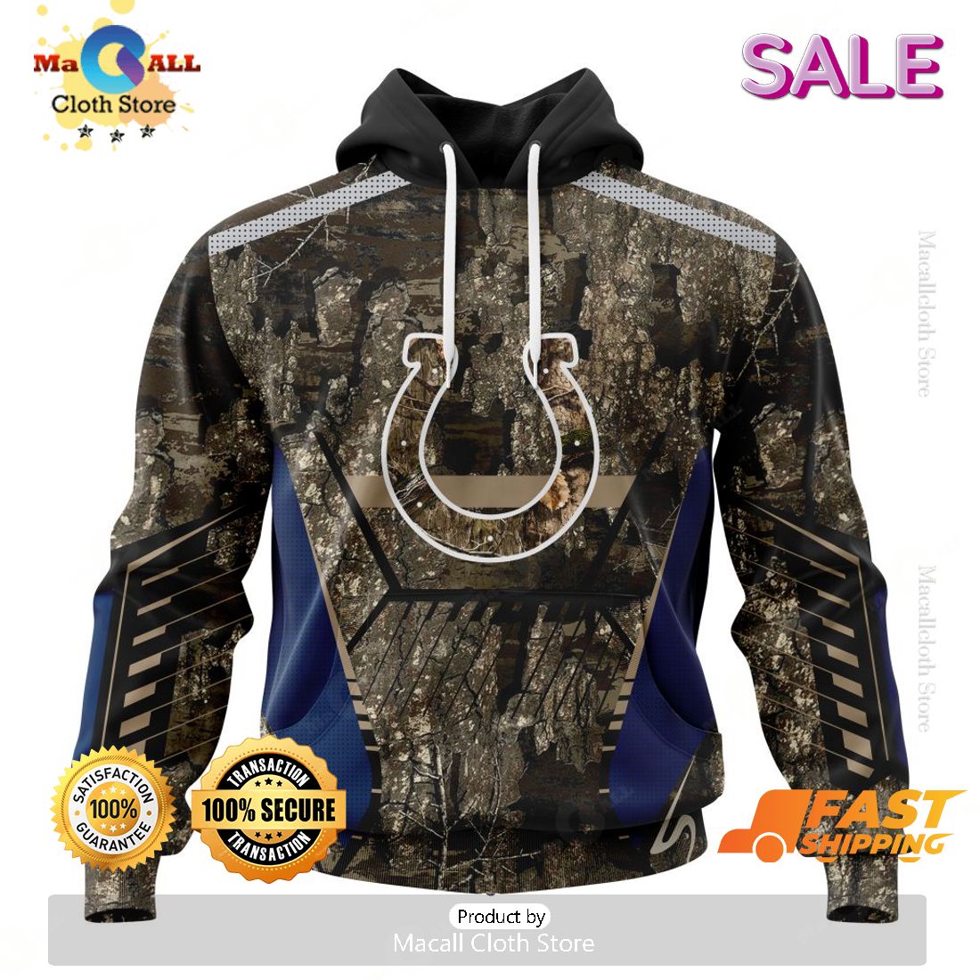 SALE Personalized NFL Indianapolis Colts New Camo Hunting Design Hoodie Sweatshirt 3D