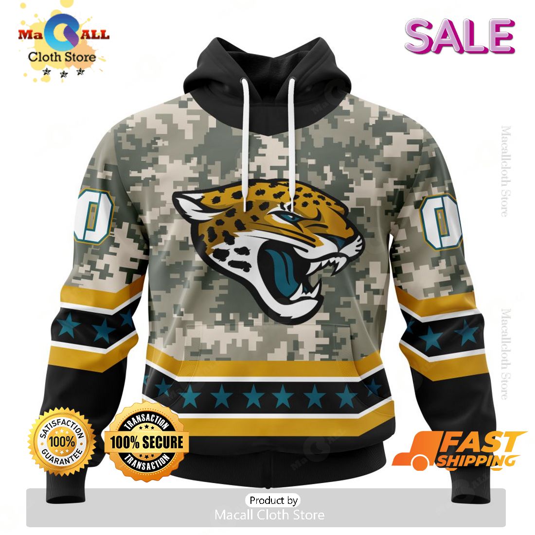 SALE Personalized NFL Jacksonville Jaguars Camo Design For Veterans Day Hoodie Sweatshirt 3D SALE Personalized NFL Jacksonville Jaguars Camo Design For Veterans Day Hoodie Sweatshirt 3D