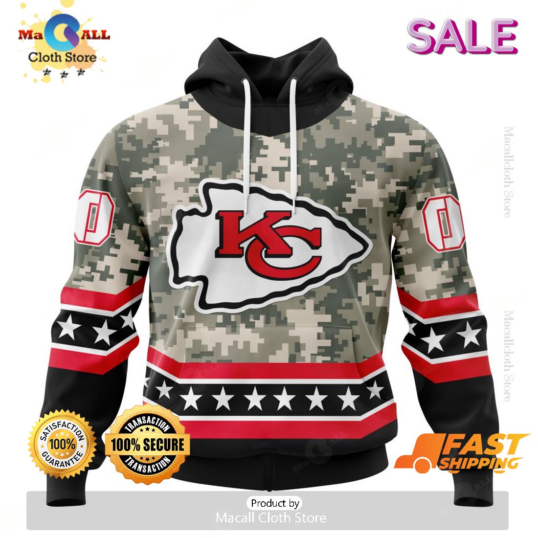 SALE Personalized NFL Kansas City Chiefs Camo Design For Veterans Day Hoodie Sweatshirt 3D SALE Personalized NFL Kansas City Chiefs Camo Design For Veterans Day Hoodie Sweatshirt 3D