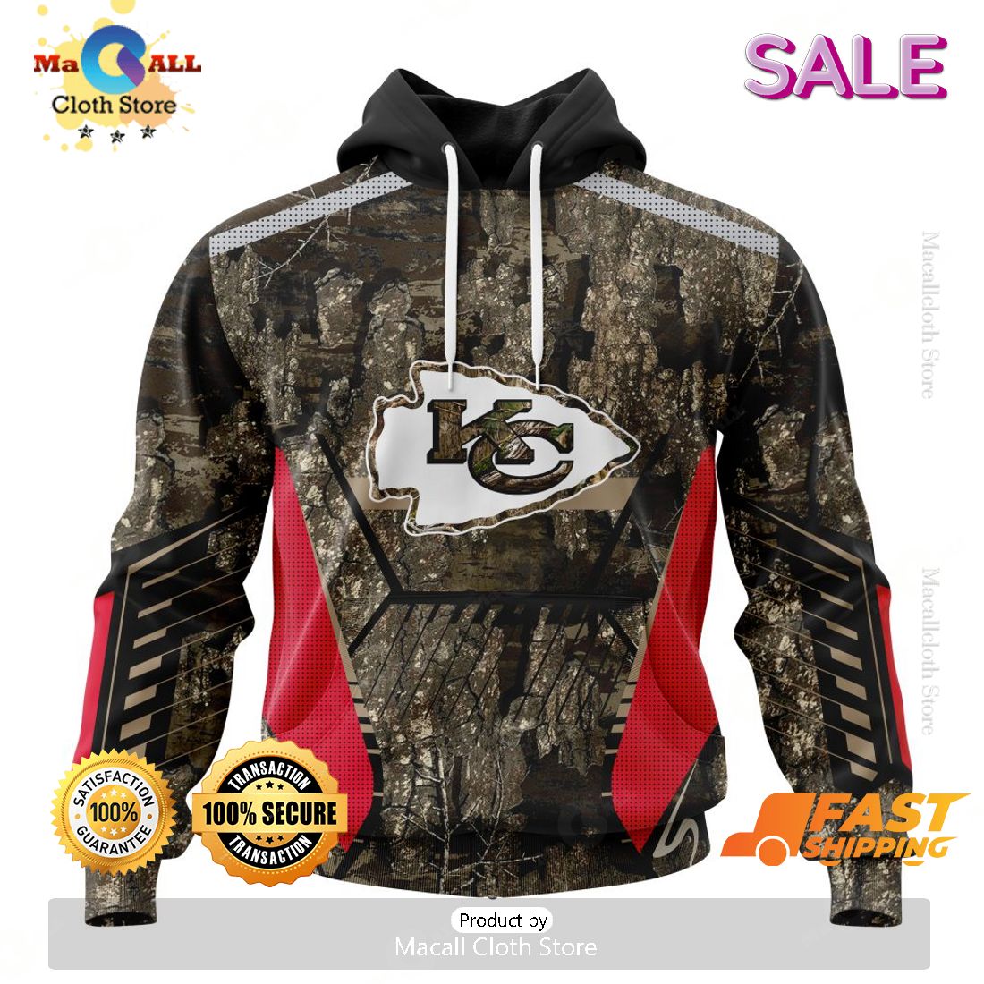 SALE Personalized NFL Kansas City Chiefs New Camo Hunting Design Hoodie Sweatshirt 3D SALE Personalized NFL Kansas City Chiefs New Camo Hunting Design Hoodie Sweatshirt 3D