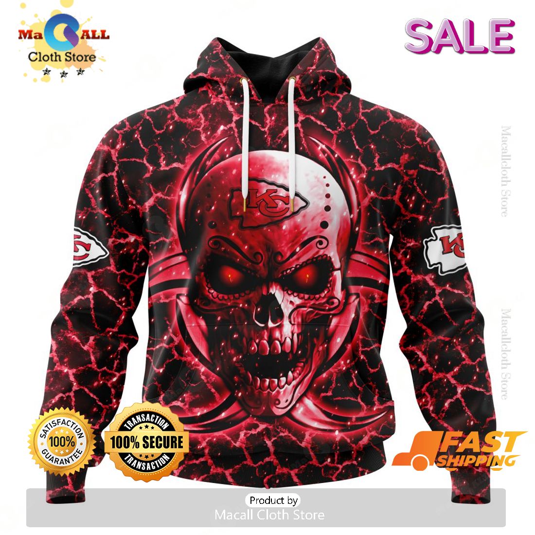 SALE Personalized NFL Kansas City Chiefs New Skull Art Design Hoodie Sweatshirt 3D SALE Personalized NFL Kansas City Chiefs New Skull Art Design Hoodie Sweatshirt 3D