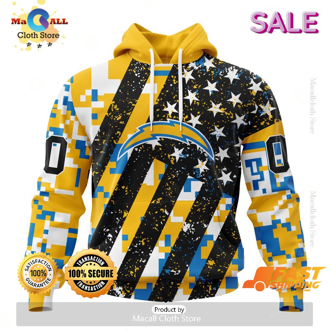 SALE Personalized NFL Los Angeles Chargers New Camo Design For Veterans Day Hoodie Sweatshirt 3D SALE Personalized NFL Los Angeles Chargers New Camo Design For Veterans Day Hoodie Sweatshirt 3D