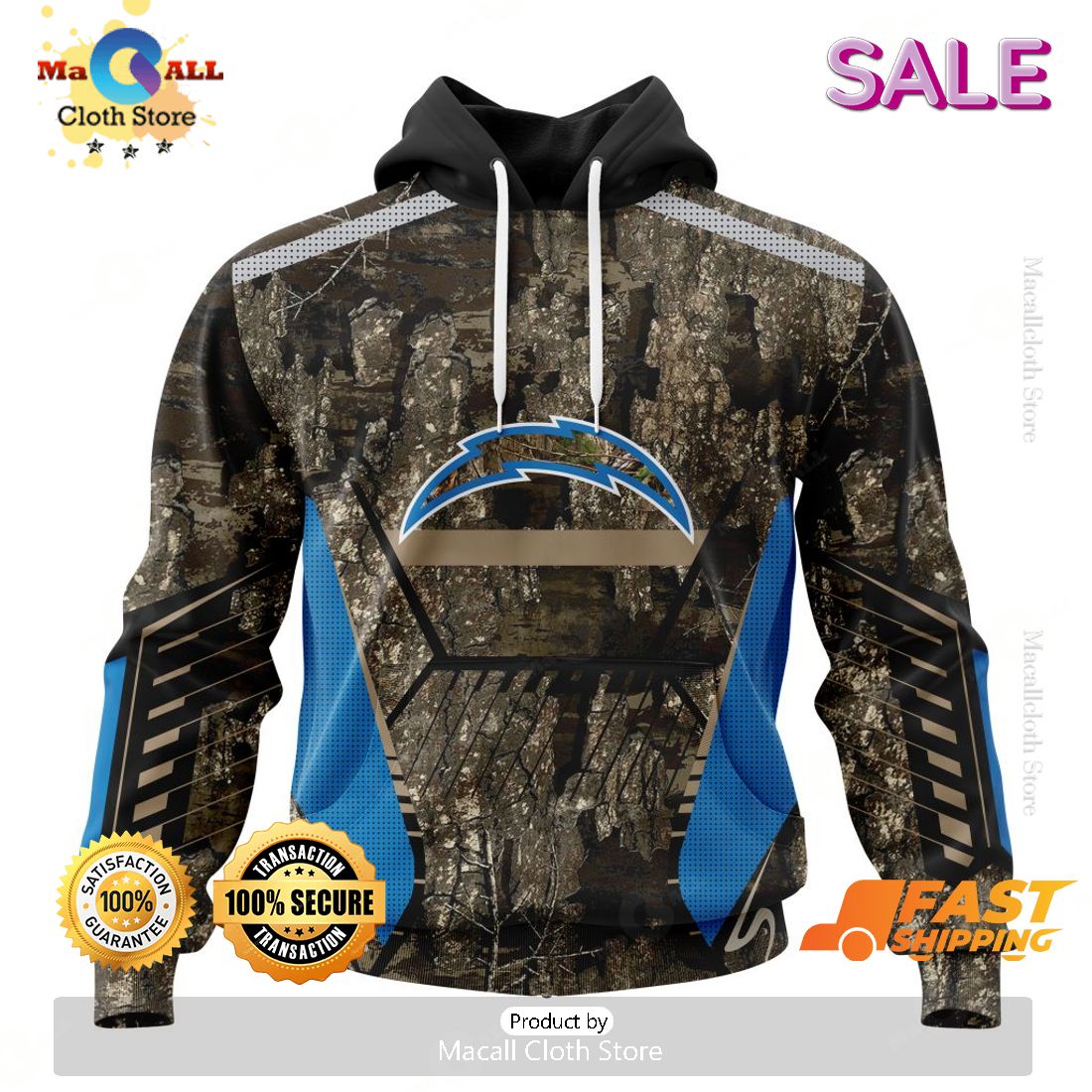 SALE Personalized NFL Los Angeles Chargers New Camo Hunting Design Hoodie Sweatshirt 3D SALE Personalized NFL Los Angeles Chargers New Camo Hunting Design Hoodie Sweatshirt 3D