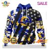 SALE Personalized NFL Los Angeles Rams Camo Design For Veterans Day Hoodie Sweatshirt 3D