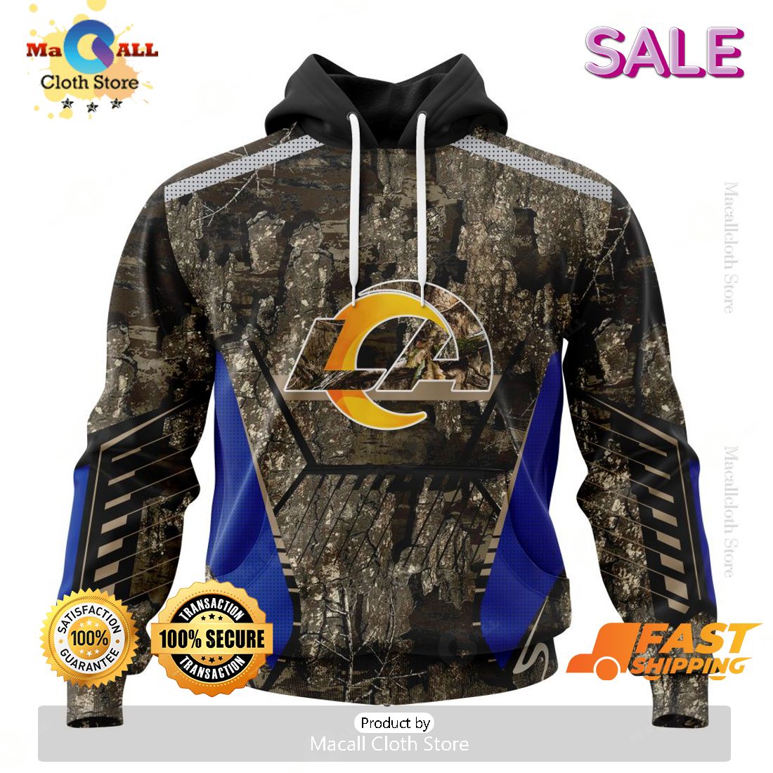 SALE Personalized NFL Los Angeles Rams New Camo Hunting Design Hoodie Sweatshirt 3D SALE Personalized NFL Los Angeles Rams New Camo Hunting Design Hoodie Sweatshirt 3D