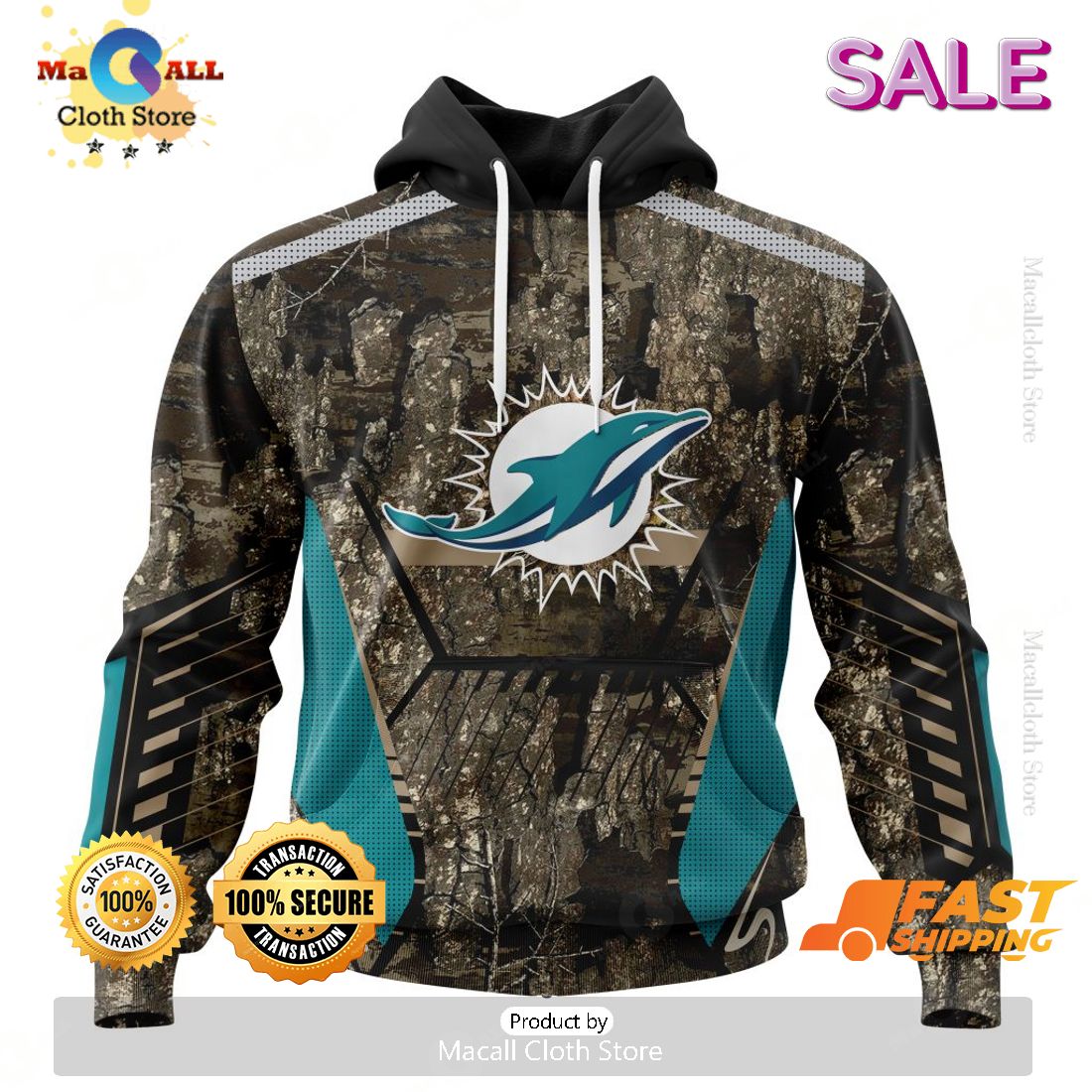 SALE Personalized NFL Miami Dolphins New Camo Hunting Design Hoodie Sweatshirt 3D SALE Personalized NFL Miami Dolphins New Camo Hunting Design Hoodie Sweatshirt 3D