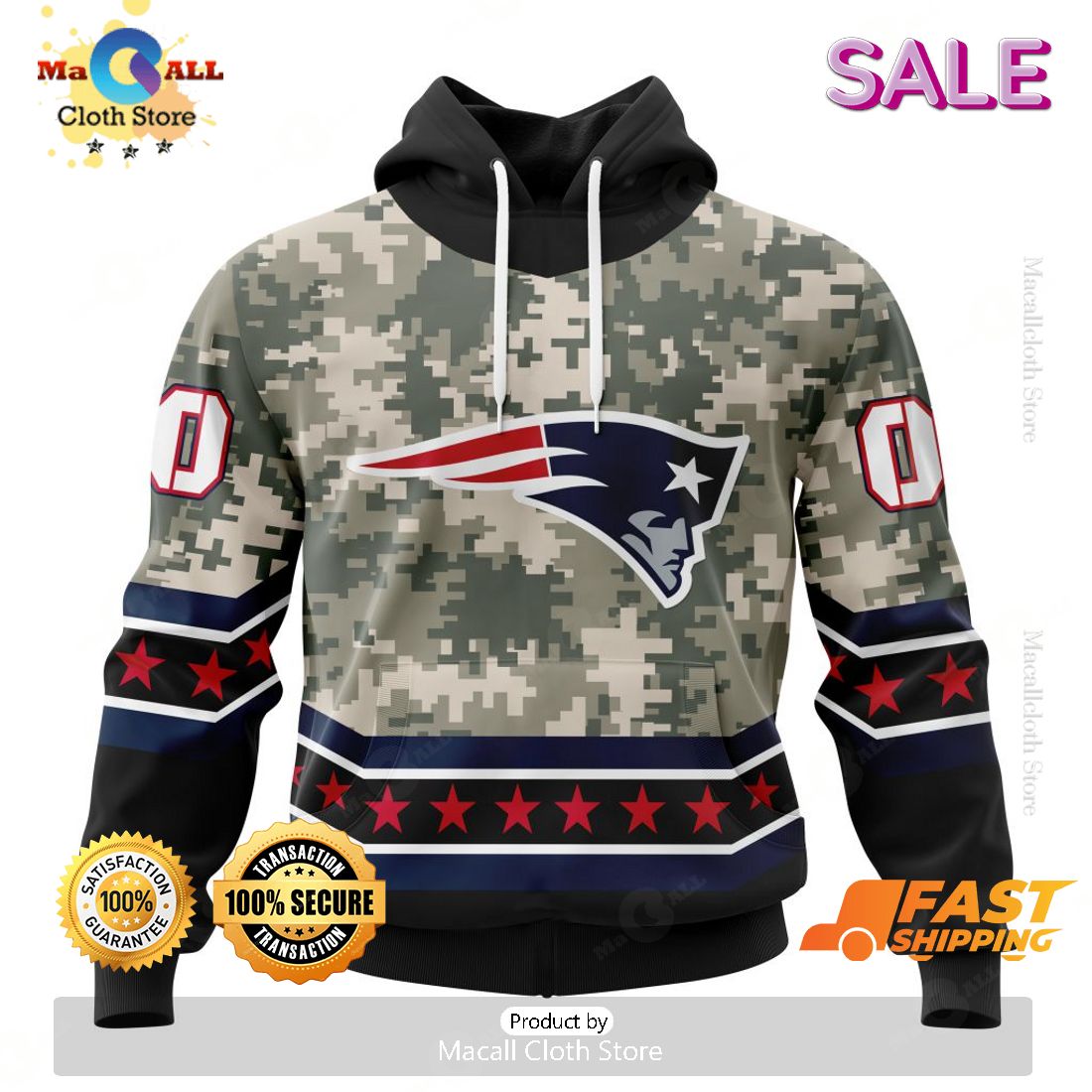 BEST NFL New England Patriots Salute To Service - Honor Veterans And Their  Families 3D Hoodie