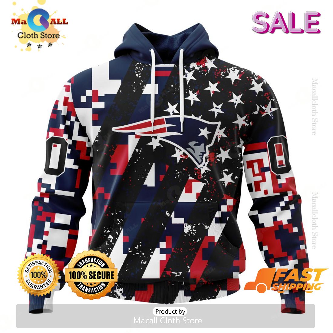 SALE Personalized NFL New England Patriots New Camo Design For Veterans Day Hoodie Sweatshirt 3D