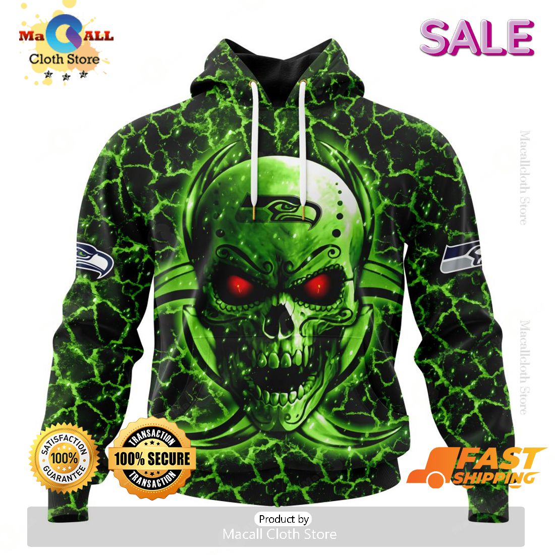 SALE Personalized NFL Seattle Seahawks New Skull Art Design Hoodie Sweatshirt 3D SALE Personalized NFL Seattle Seahawks New Skull Art Design Hoodie Sweatshirt 3D