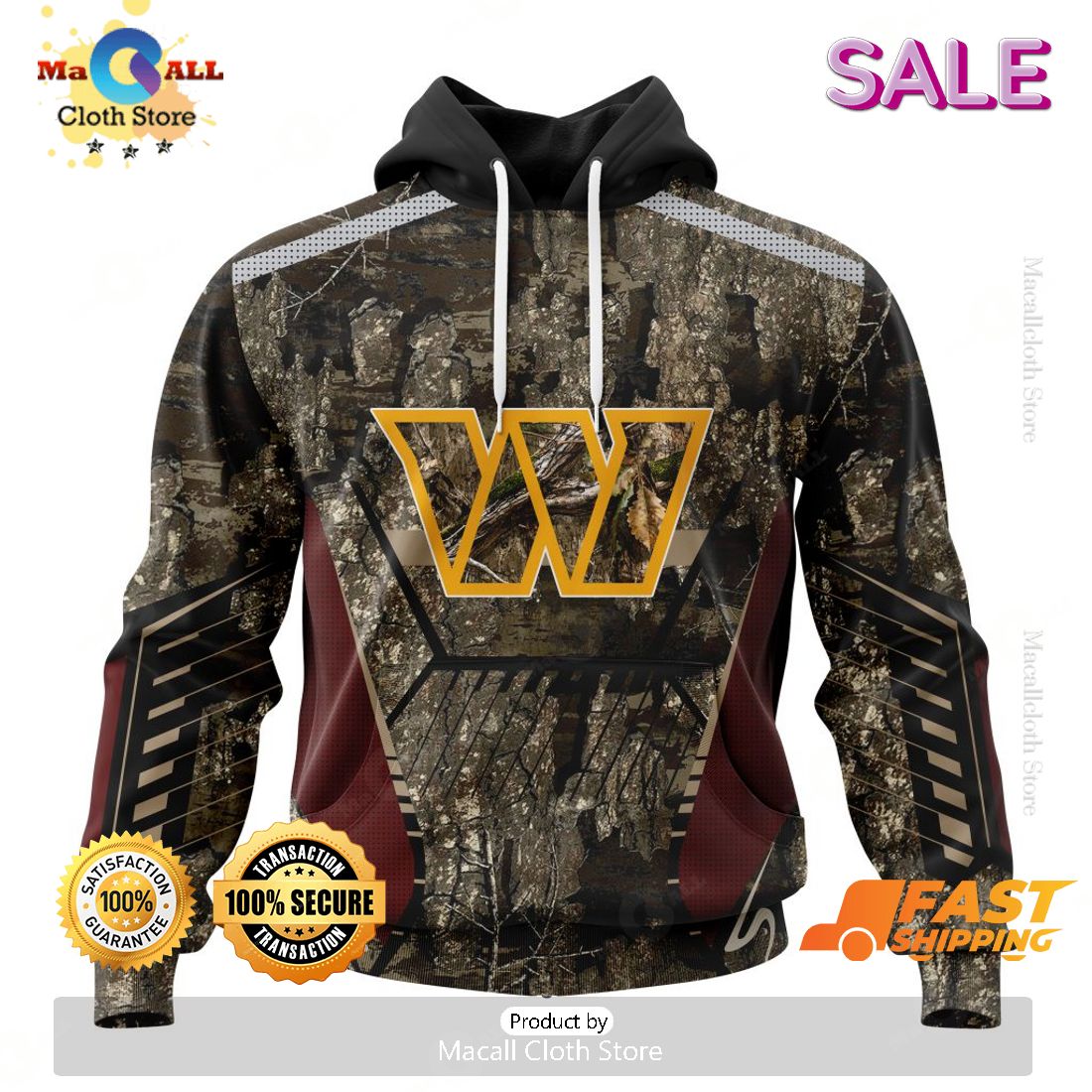 SALE Personalized NFL Washington Commanders New Camo Hunting Design Hoodie Sweatshirt 3D