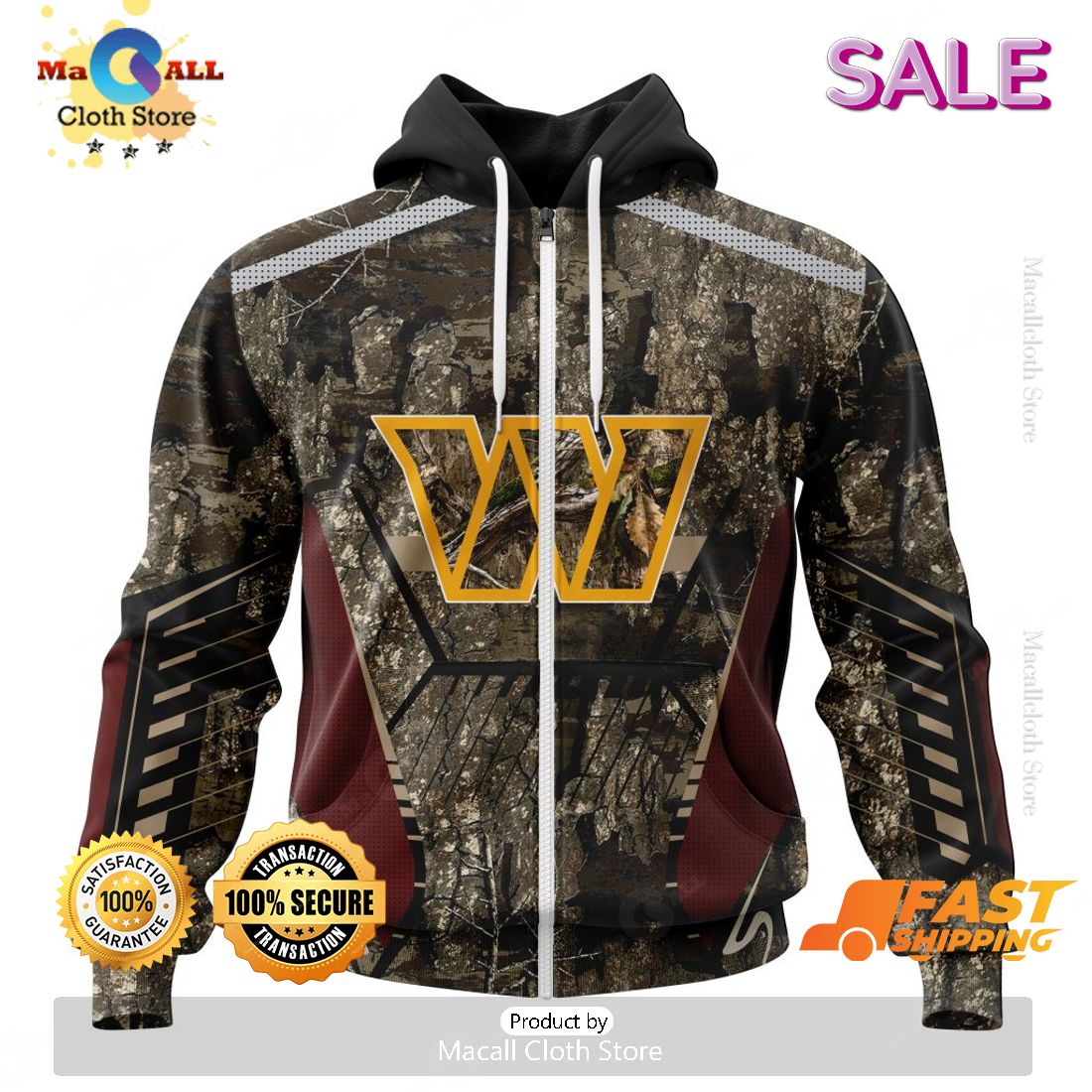 SALE Personalized NFL Washington Commanders New Camo Hunting Design Hoodie Sweatshirt 3D