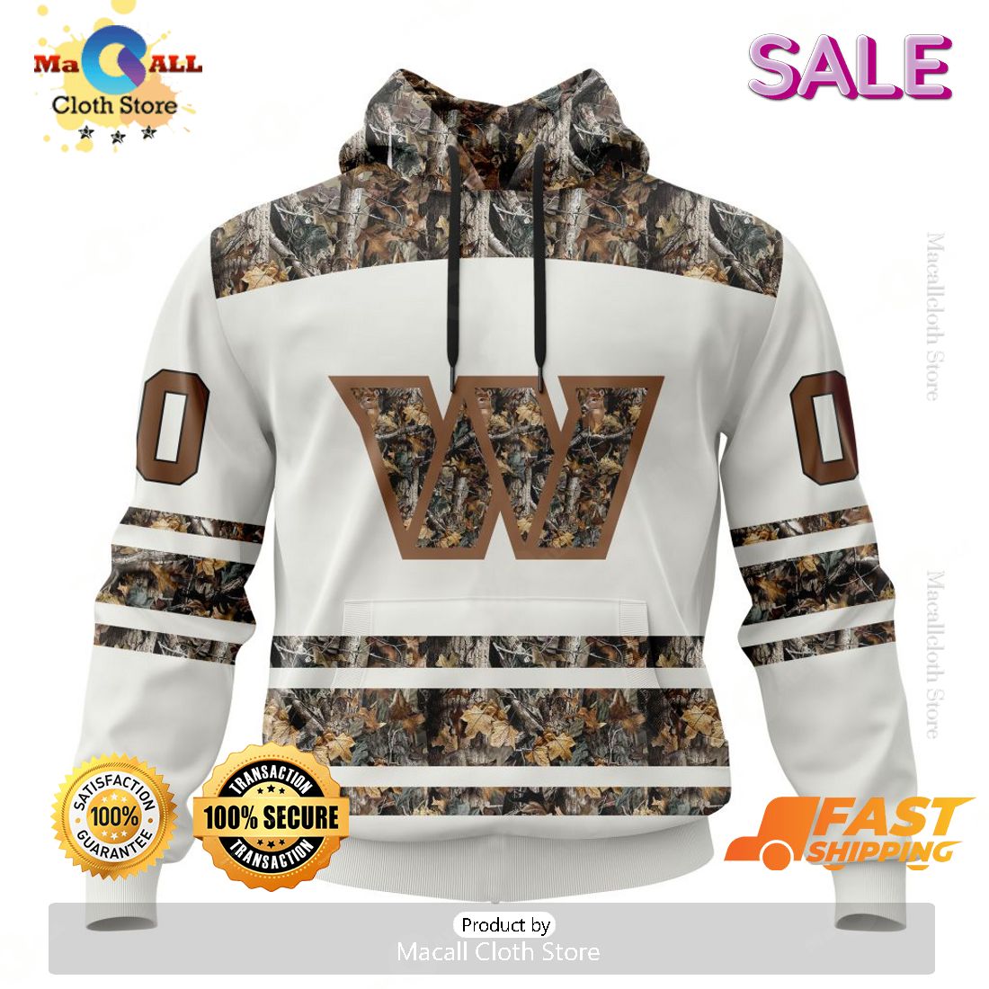SALE Personalized NFL Washington Commanders Special Camo Hunting Design Hoodie Sweatshirt 3D