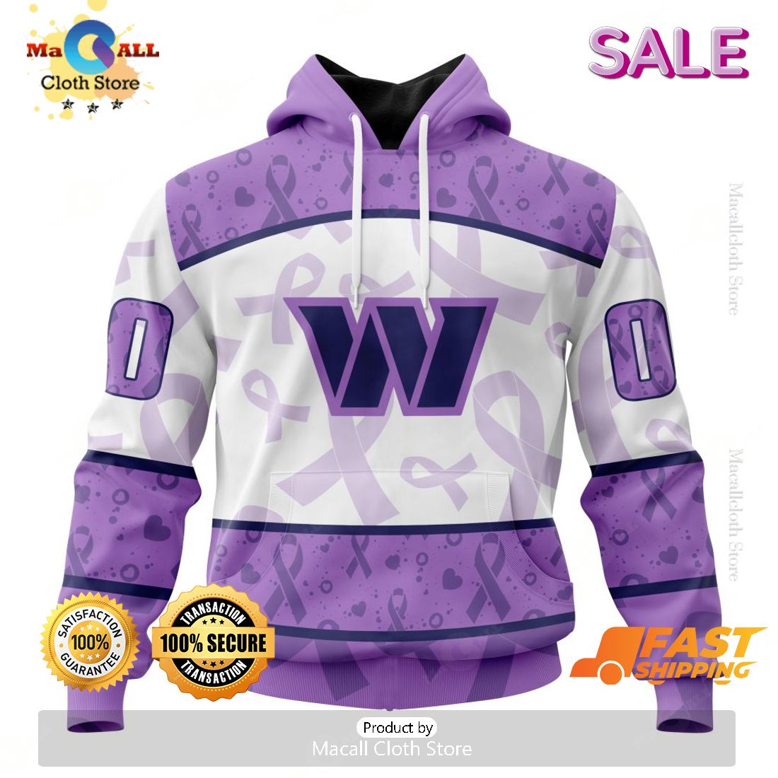 SALE Personalized NFL Washington Commanders Special Lavender – Fight Cancer Hoodie Sweatshirt 3D