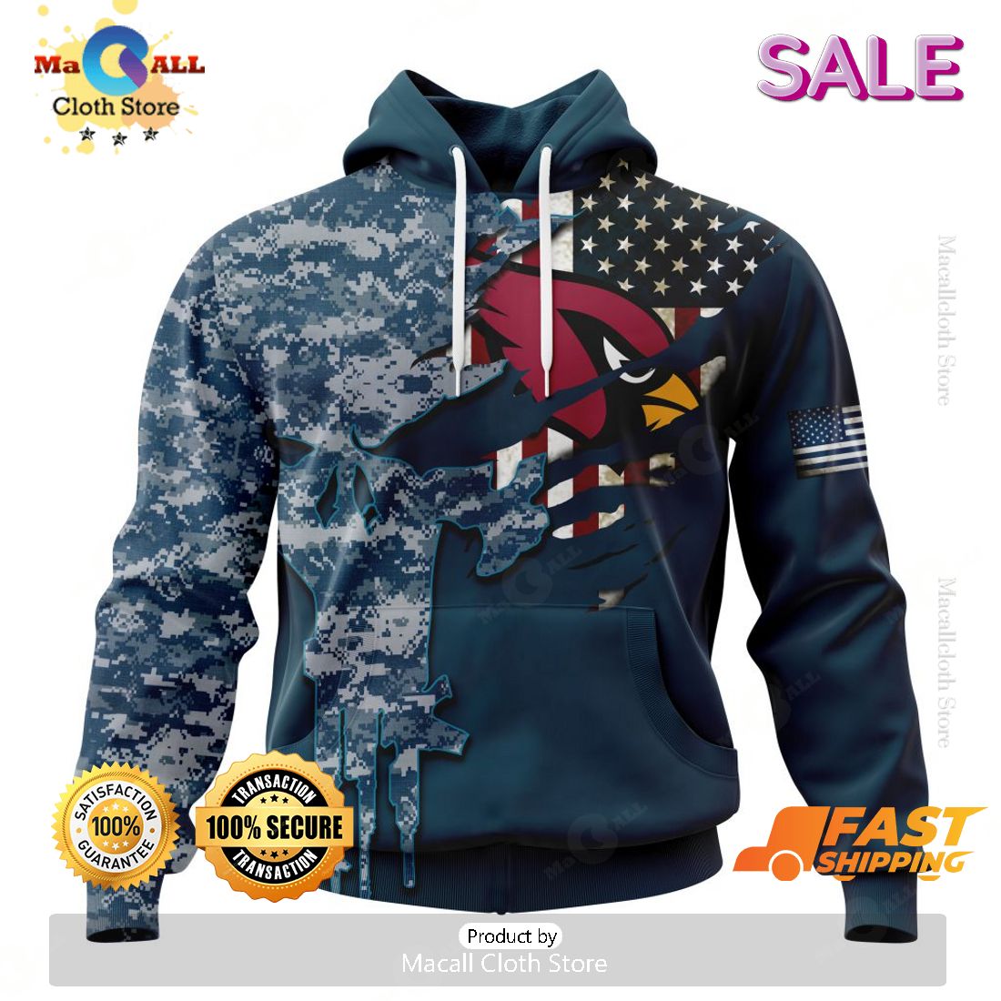 SALE Personalized NFL Arizona Cardinals Special Navy Camo Veteran Design Hoodie Sweatshirt 3D SALE Personalized NFL Arizona Cardinals Special Navy Camo Veteran Design Hoodie Sweatshirt 3D