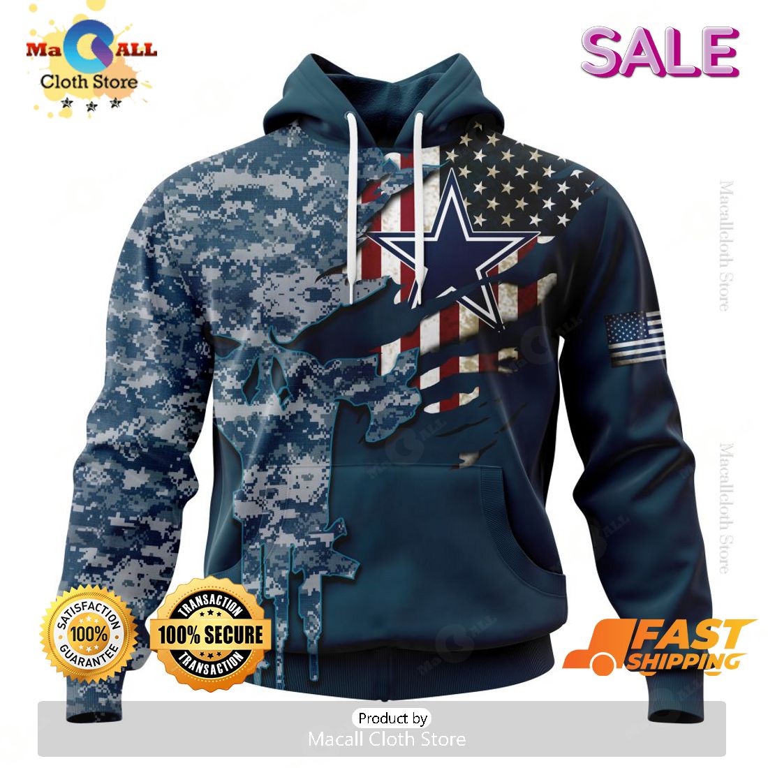SALE Personalized NFL Dallas Cowboys Special Navy Camo Veteran Design Hoodie Sweatshirt 3D SALE Personalized NFL Dallas Cowboys Special Navy Camo Veteran Design Hoodie Sweatshirt 3D