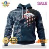 SALE Personalized NFL Detroit Lions Special Navy Camo Veteran Design Hoodie Sweatshirt 3D