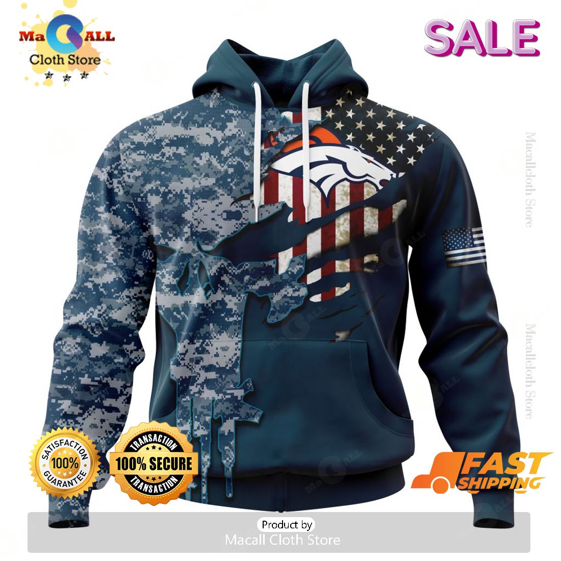 SALE Personalized NFL Denver Broncos Special Navy Camo Veteran Design Hoodie Sweatshirt 3D SALE Personalized NFL Denver Broncos Special Navy Camo Veteran Design Hoodie Sweatshirt 3D