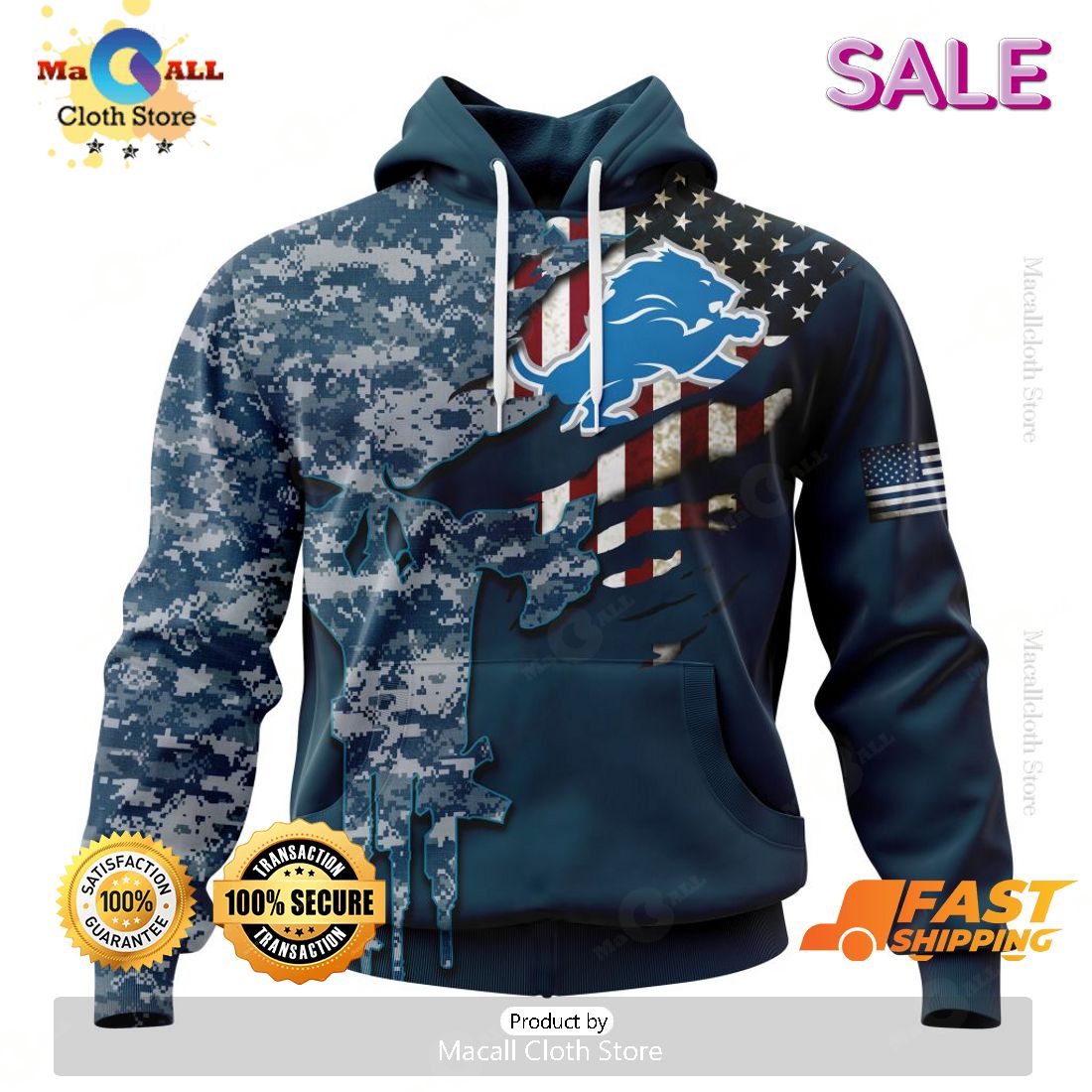 SALE Personalized NFL Detroit Lions Special Navy Camo Veteran Design Hoodie Sweatshirt 3D SALE Personalized NFL Detroit Lions Special Navy Camo Veteran Design Hoodie Sweatshirt 3D