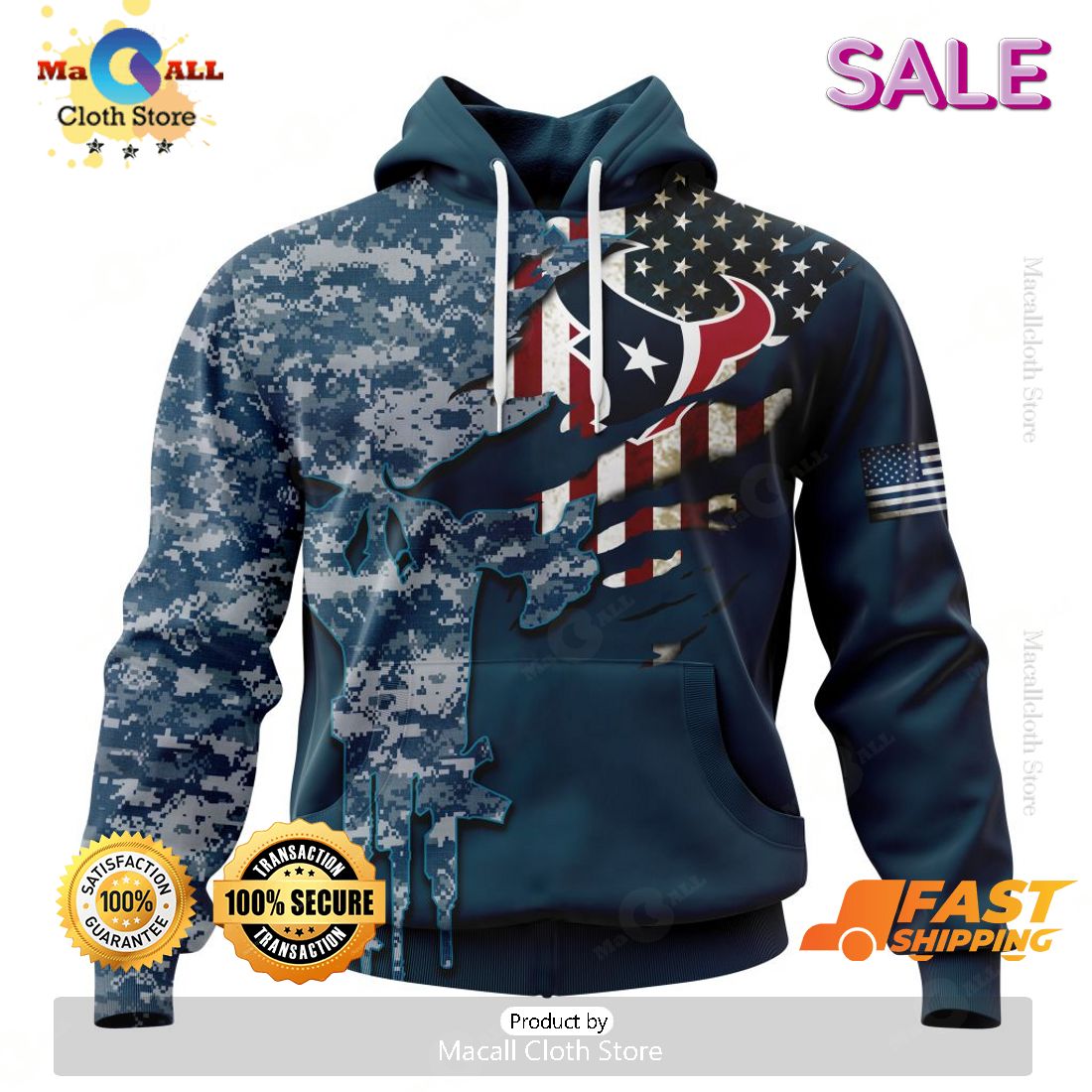 SALE Personalized NFL Houston Texans Special Navy Camo Veteran Design Hoodie Sweatshirt 3D SALE Personalized NFL Houston Texans Special Navy Camo Veteran Design Hoodie Sweatshirt 3D