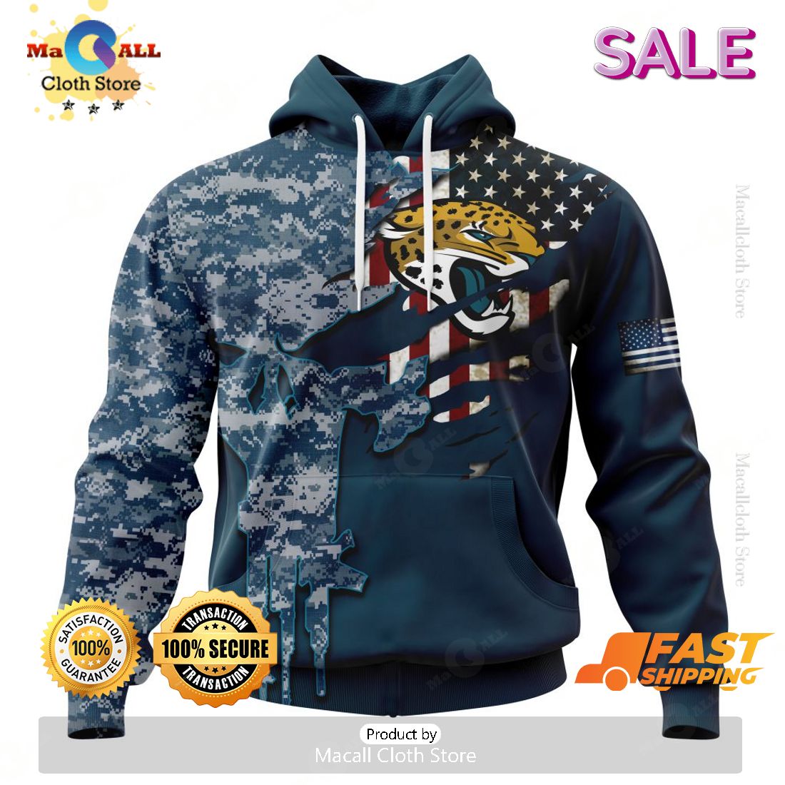 SALE Personalized NFL Jacksonville Jaguars Special Navy Camo Veteran Design Hoodie Sweatshirt 3D SALE Personalized NFL Jacksonville Jaguars Special Navy Camo Veteran Design Hoodie Sweatshirt 3D
