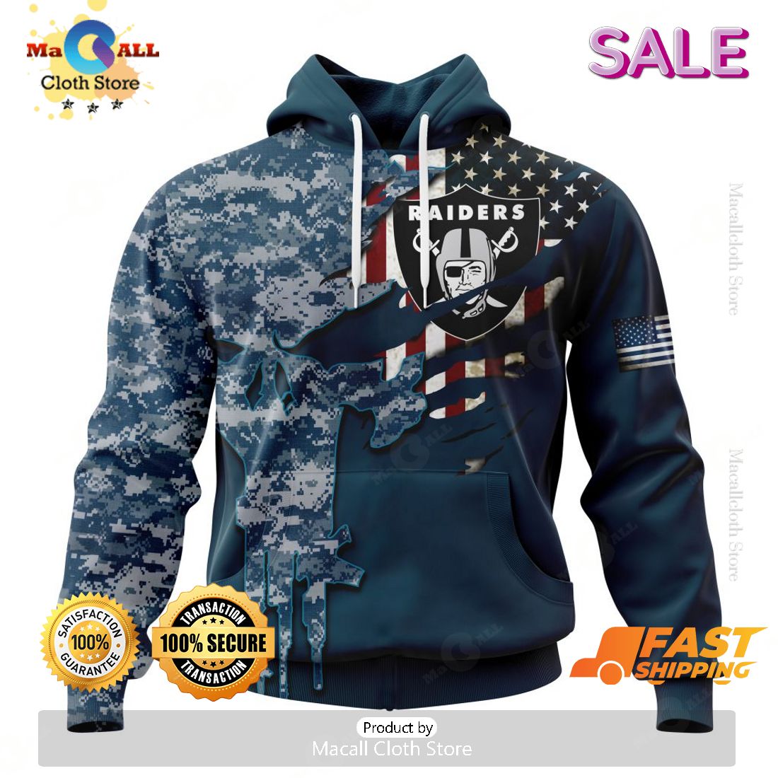 SALE Personalized NFL Las Vegas Raiders Special Navy Camo Veteran Design Hoodie Sweatshirt 3D SALE Personalized NFL Las Vegas Raiders Special Navy Camo Veteran Design Hoodie Sweatshirt 3D