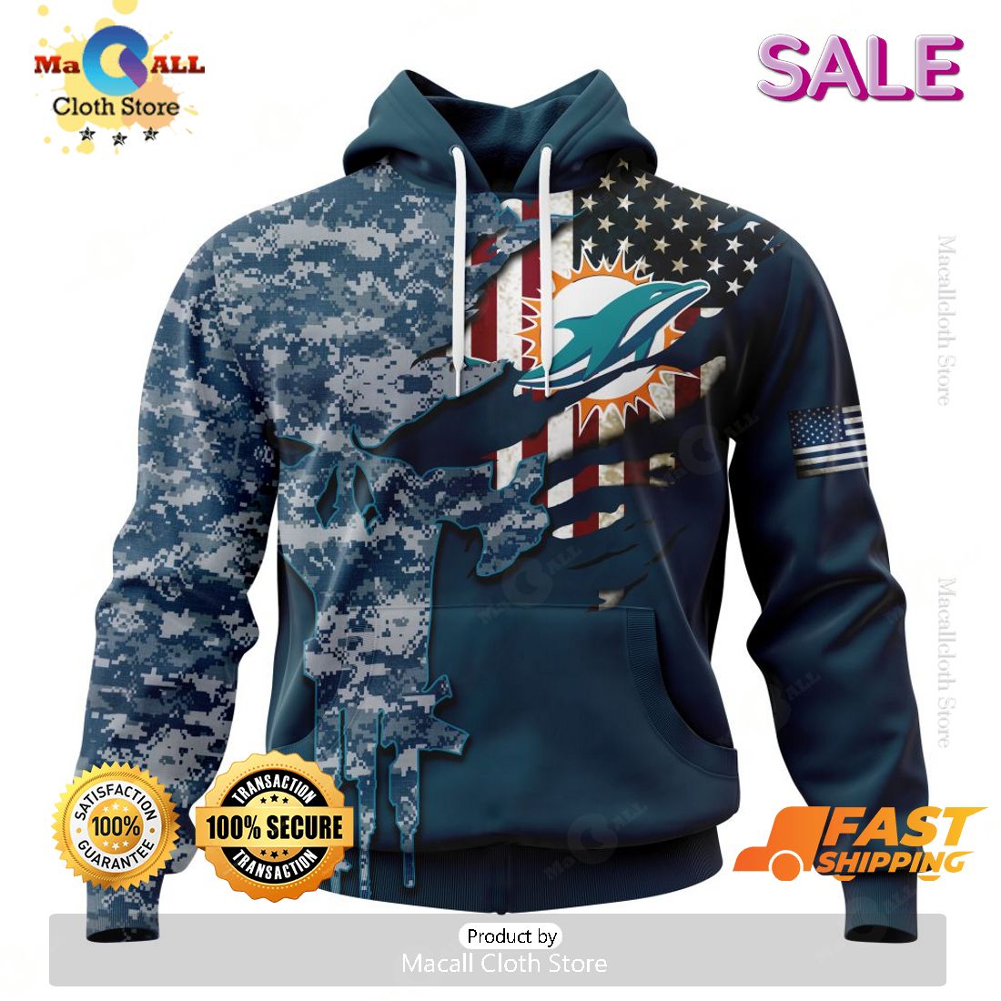 AVAILABLE NFL Miami Dolphins Special Camo Hunting Design Hoodie