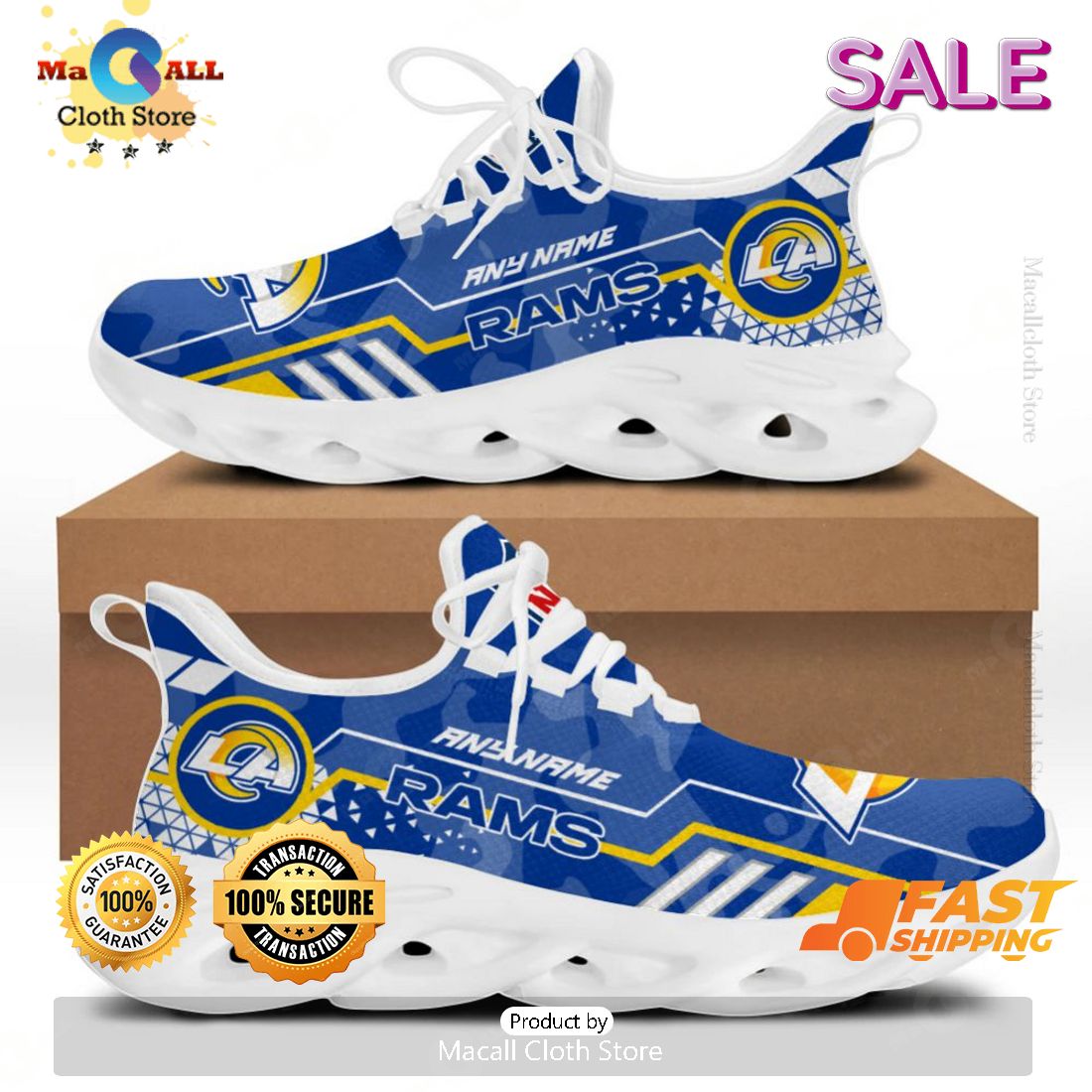 SALE] Los Angeles Rams NFL Personalized Max Soul Shoes - Luxury