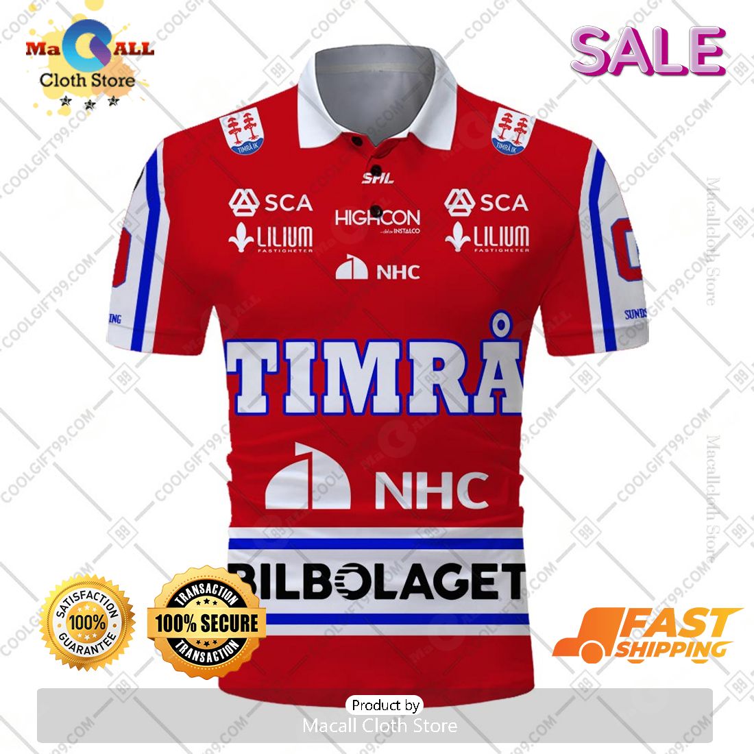 Timra IK SHL Style Red Baseball Jersey Shirt Custom Name For Men And Women  - Freedomdesign