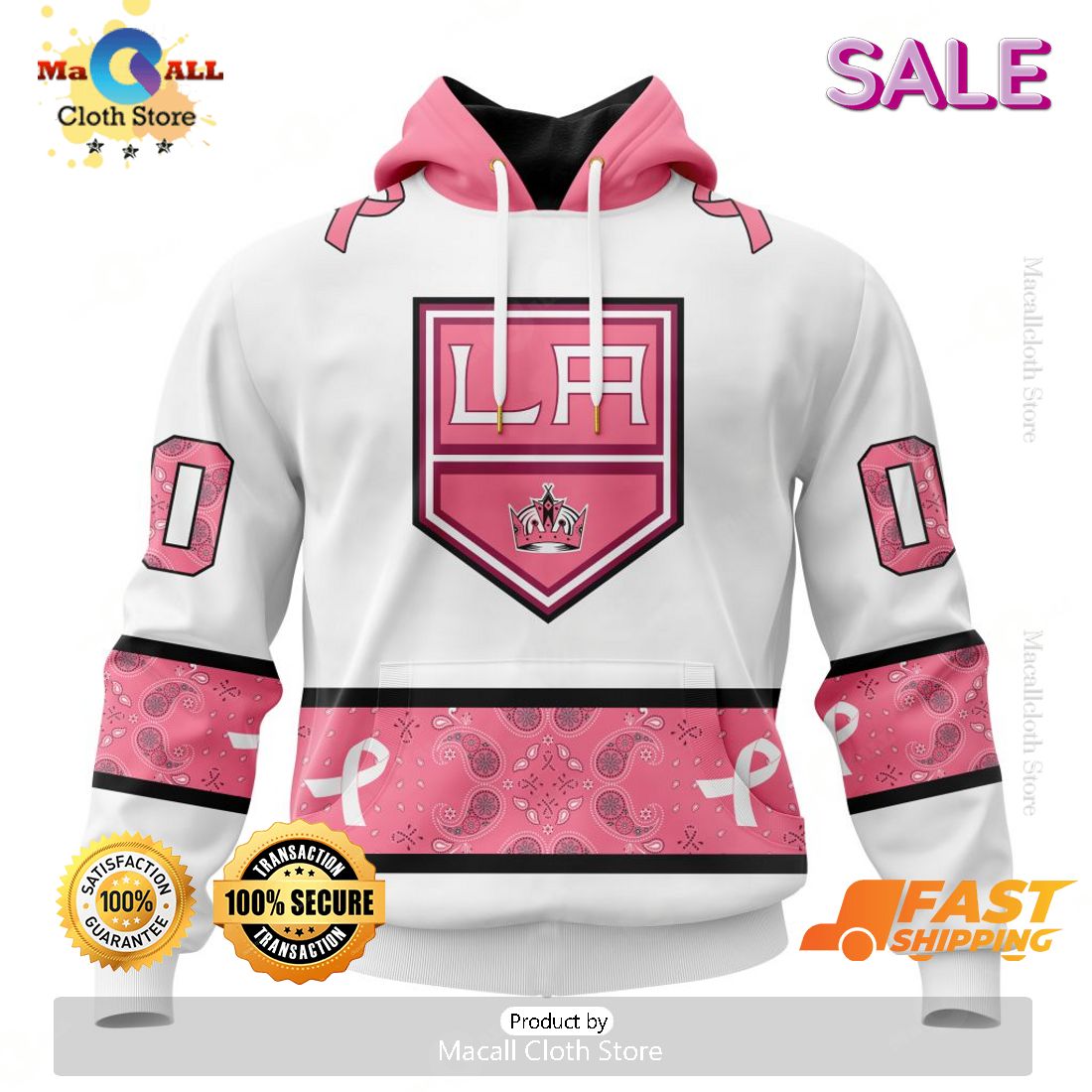 [BEST] NHL Los Angeles Kings In Classic Style With Paisley! IN OCTOBER WE WEAR PINK BREAST CANCER Hoodie Sweatshirt 3D