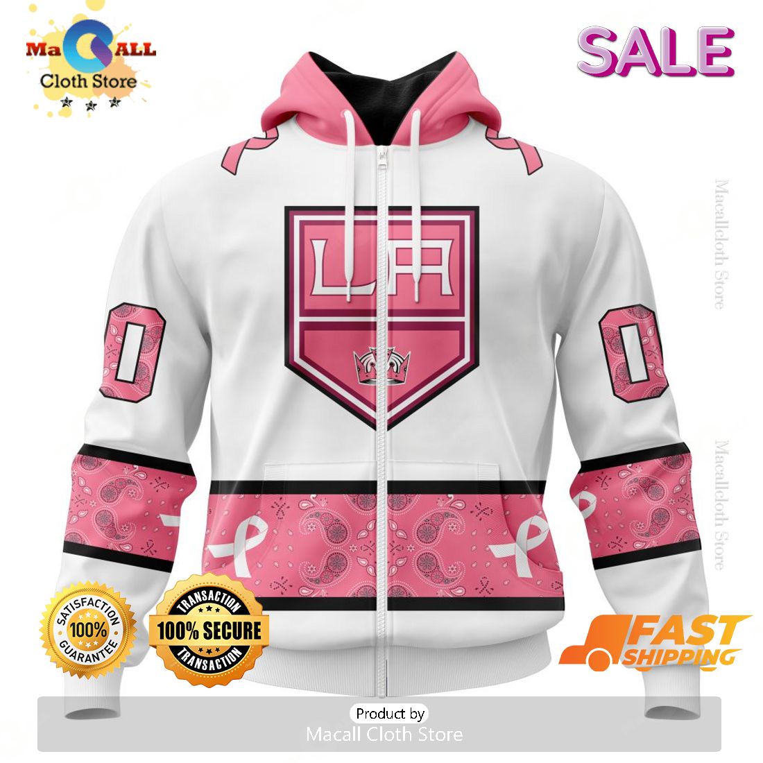 [BEST] NHL Los Angeles Kings In Classic Style With Paisley! IN OCTOBER WE WEAR PINK BREAST CANCER Hoodie Sweatshirt 3D
