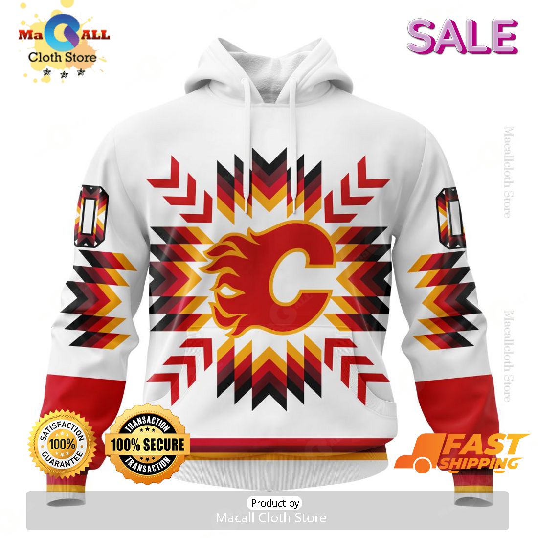 [SALE] NHL Calgary Flames Special Design With Native Pattern Hoodie Sweatshirt 3D