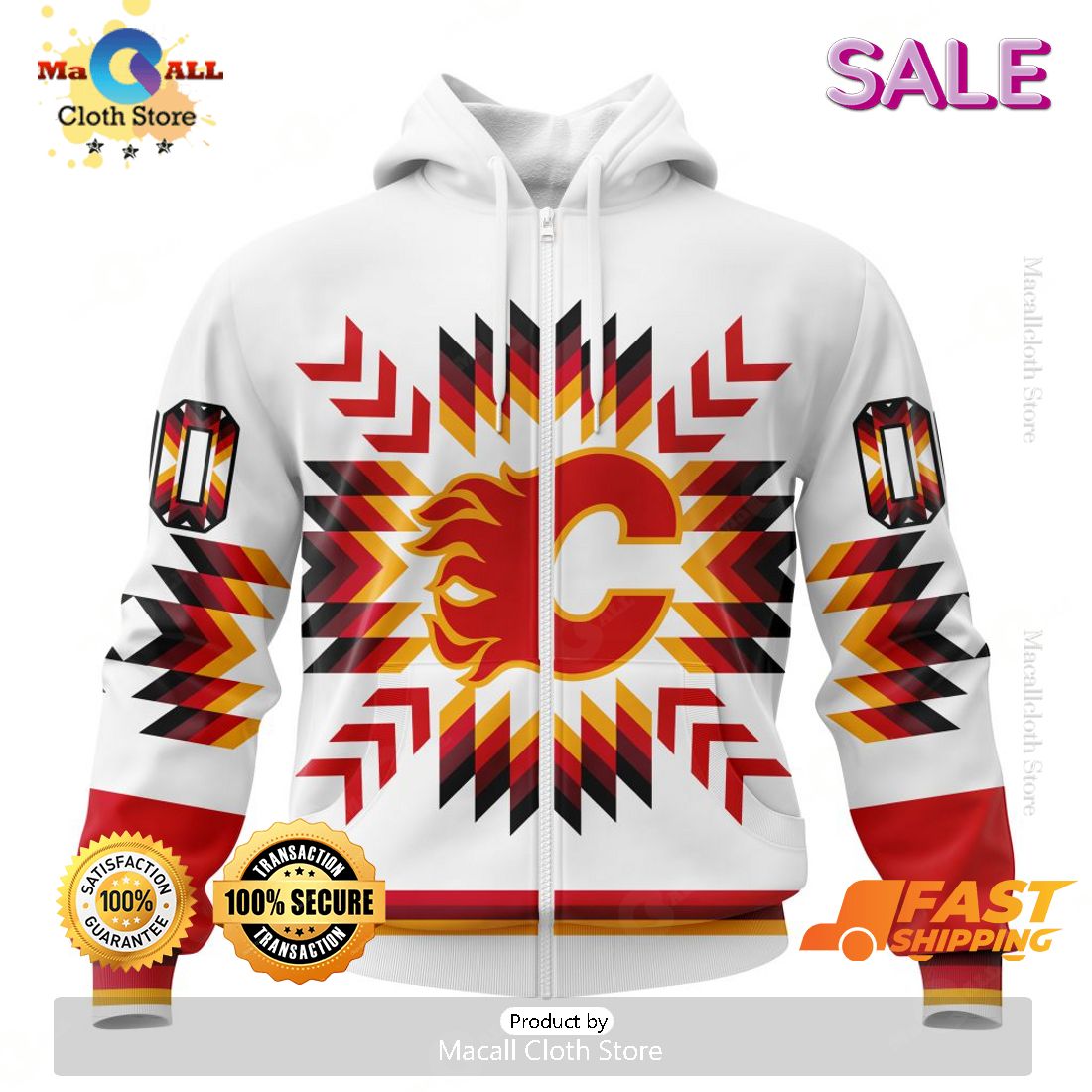 [SALE] NHL Calgary Flames Special Design With Native Pattern Hoodie Sweatshirt 3D