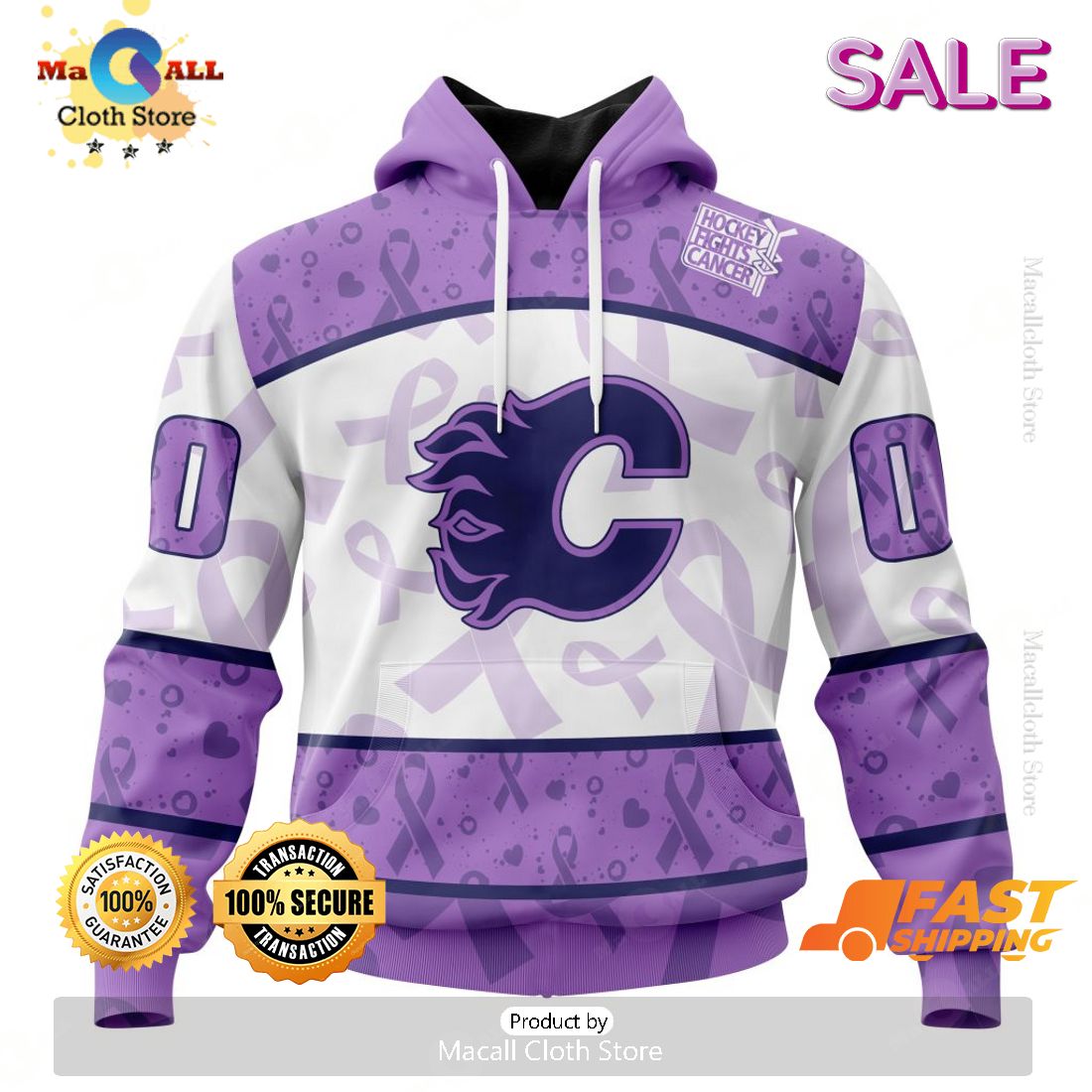 [SALE] NHL Calgary Flames Special Lavender – Fight Cancer Hoodie Sweatshirt 3D