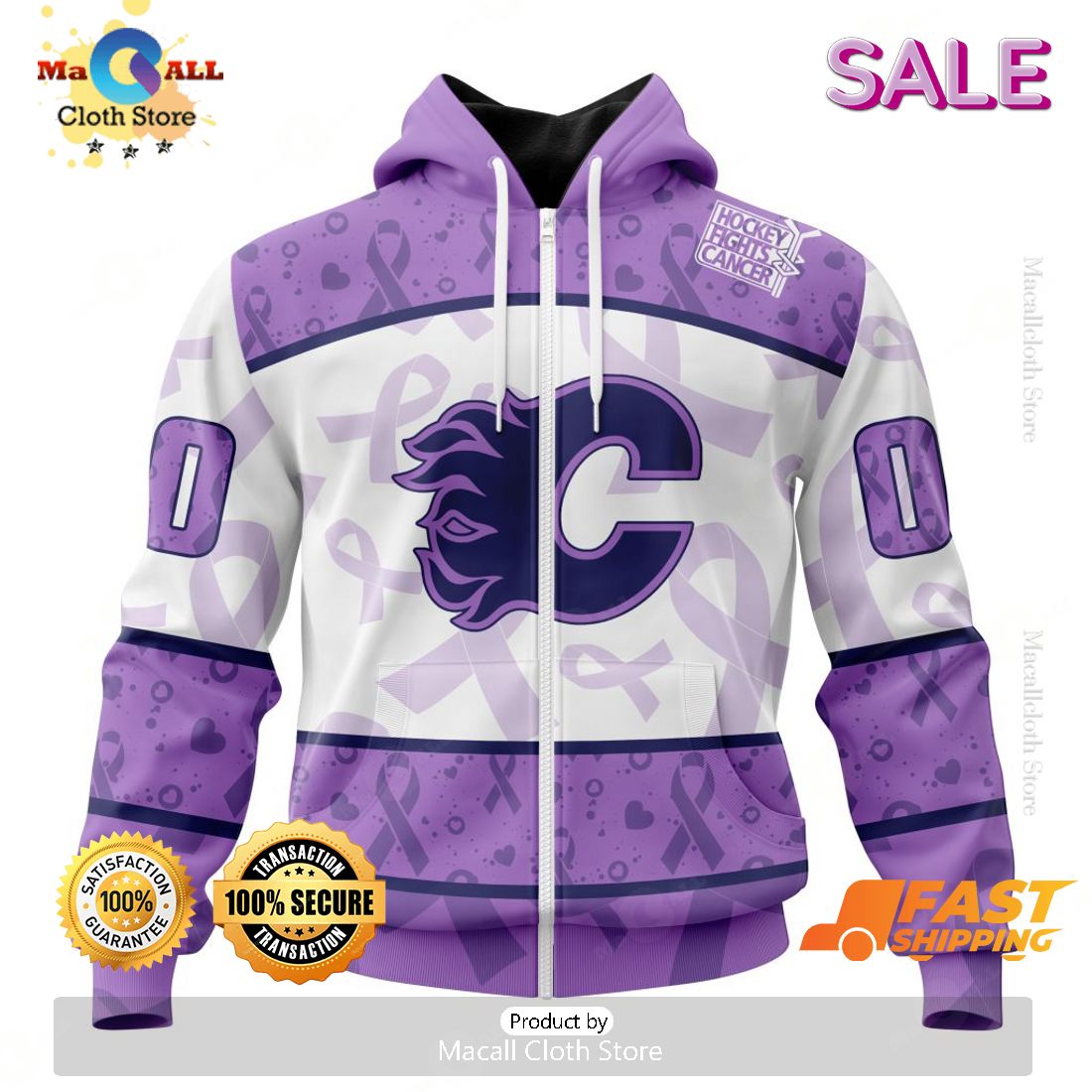 [SALE] NHL Calgary Flames Special Lavender – Fight Cancer Hoodie Sweatshirt 3D