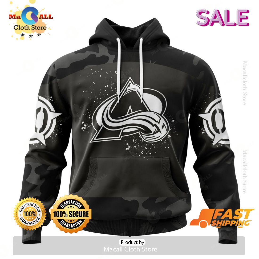 [SALE] NHL Colorado Avalanche Special Black Camo Design For Veterans Day Hoodie Sweatshirt 3D
