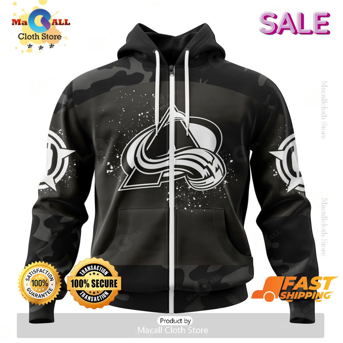 [SALE] NHL Colorado Avalanche Special Black Camo Design For Veterans Day Hoodie Sweatshirt 3D