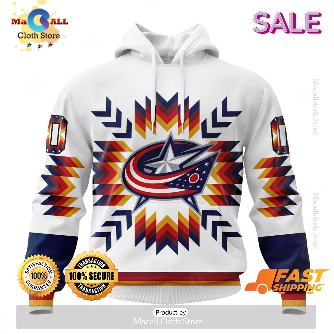 [SALE] NHL Columbus Blue Jackets Special Design With Native Pattern Hoodie Sweatshirt 3D