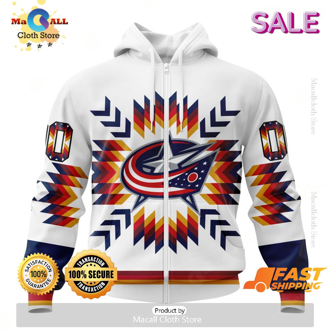 [SALE] NHL Columbus Blue Jackets Special Design With Native Pattern Hoodie Sweatshirt 3D